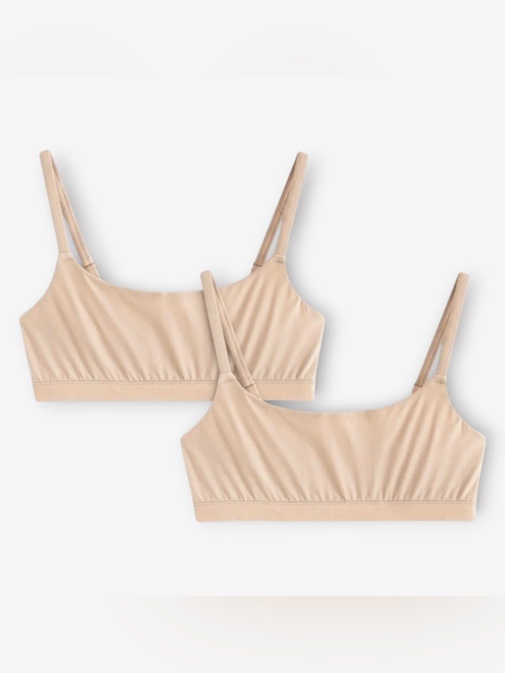 NWOT Quince Beige Light Nude Second Skin Scoop Neck Bralette (2-Pack) Sz S